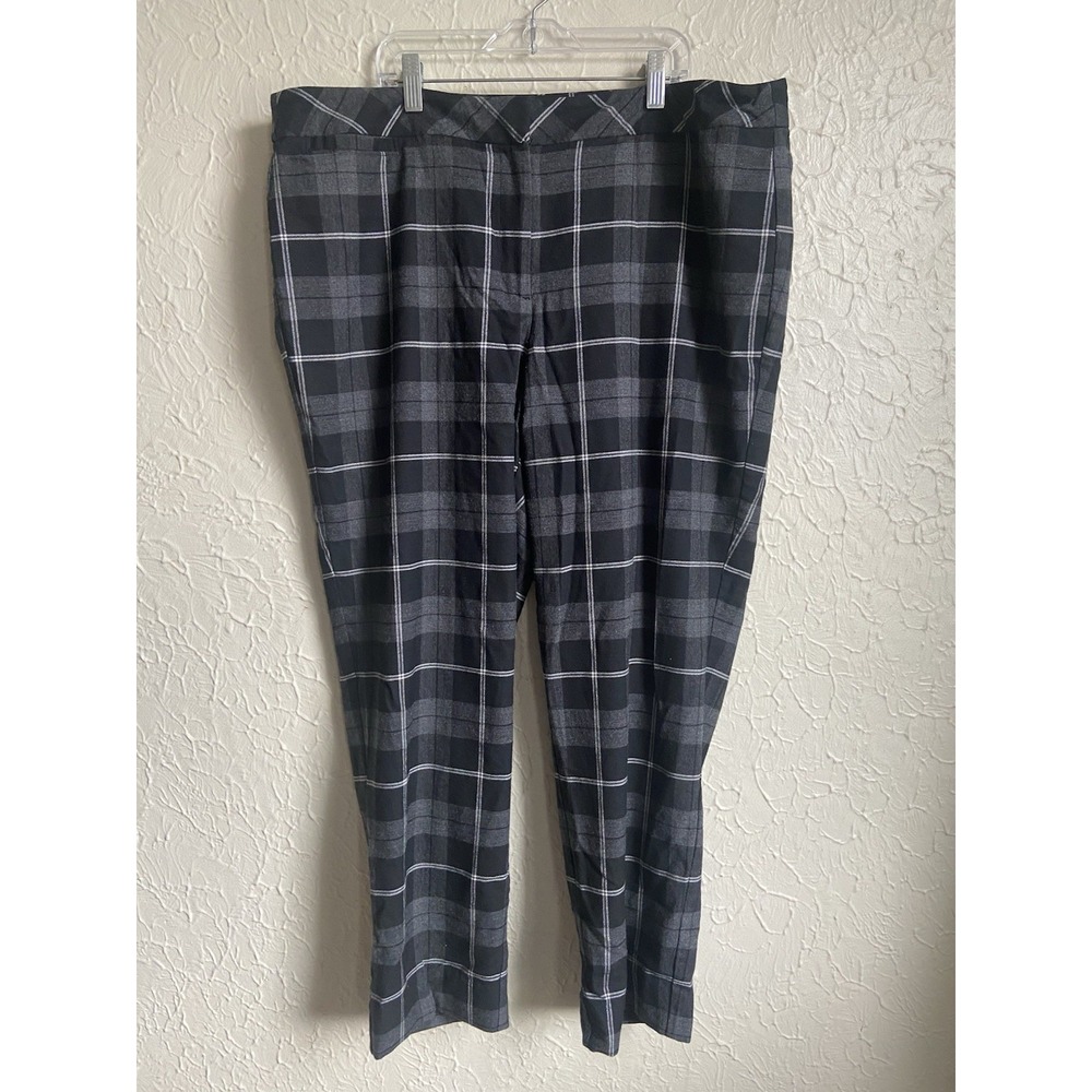Talbots Windowpane Black Wool Plaid Pants Check Dress Pants Plus Sz 18 Preppy